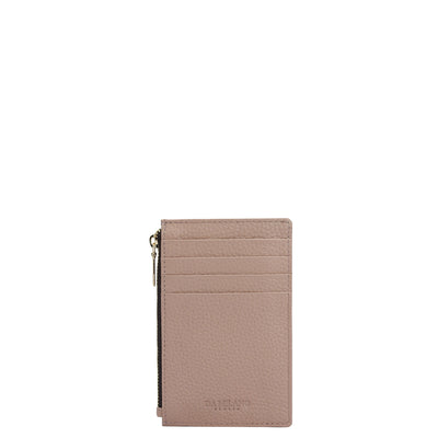 6 Slots Leather Card Case - Baby Pink