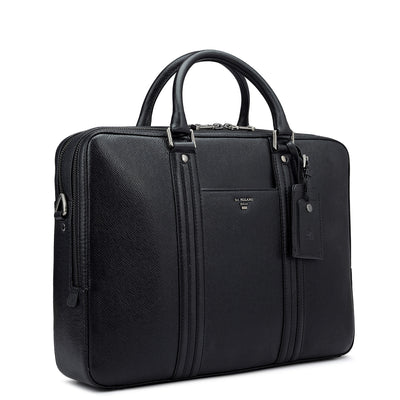 Franzy Leather Laptop Bag - Black