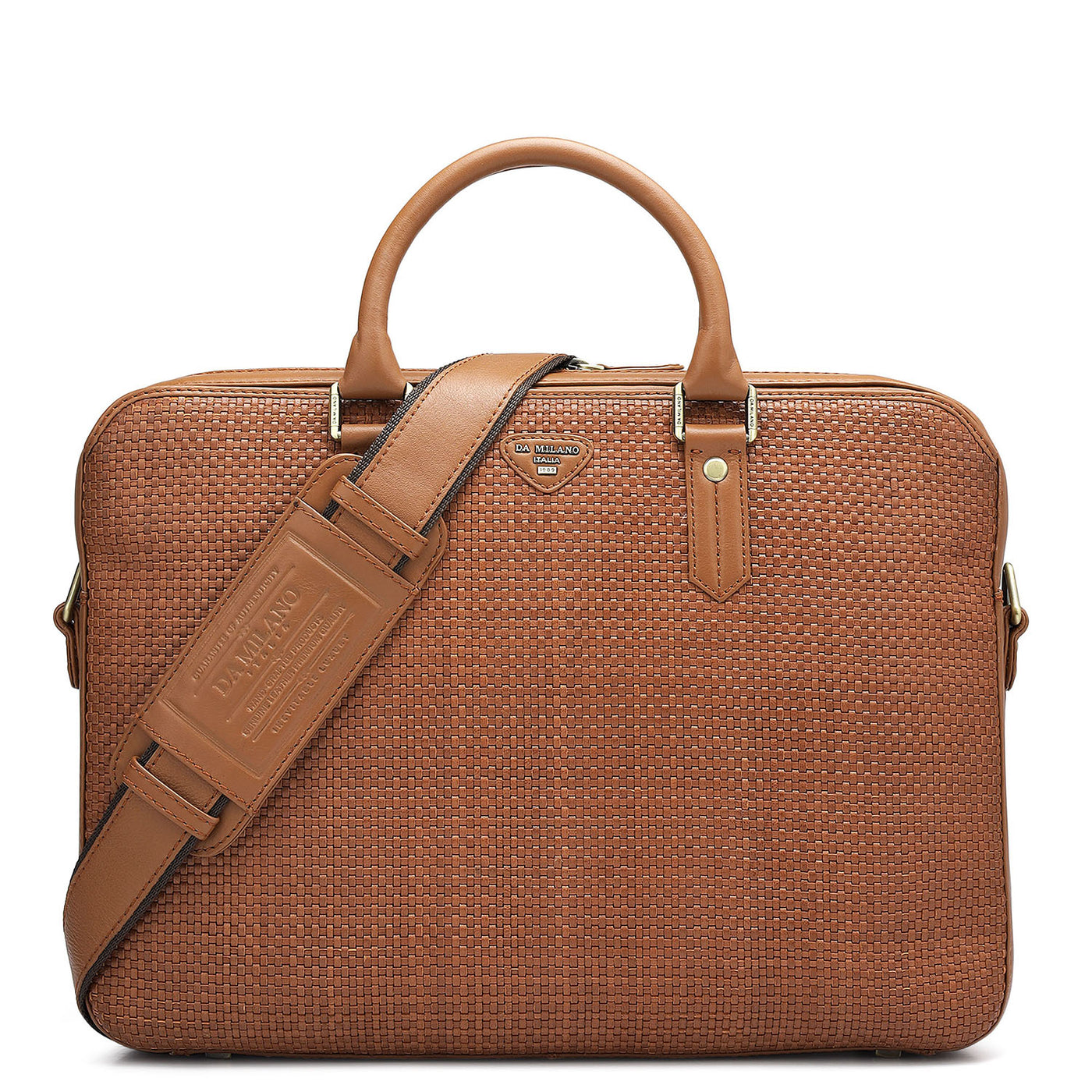 Mat Plain Leather Laptop Bag Tan Da Milano