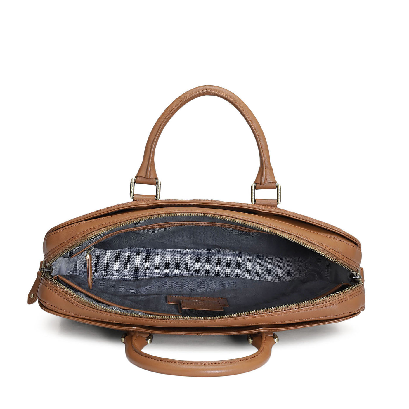 Mat Plain Leather Laptop Bag - Tan