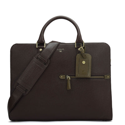 Franzy Leather Laptop Bag - Chocolate