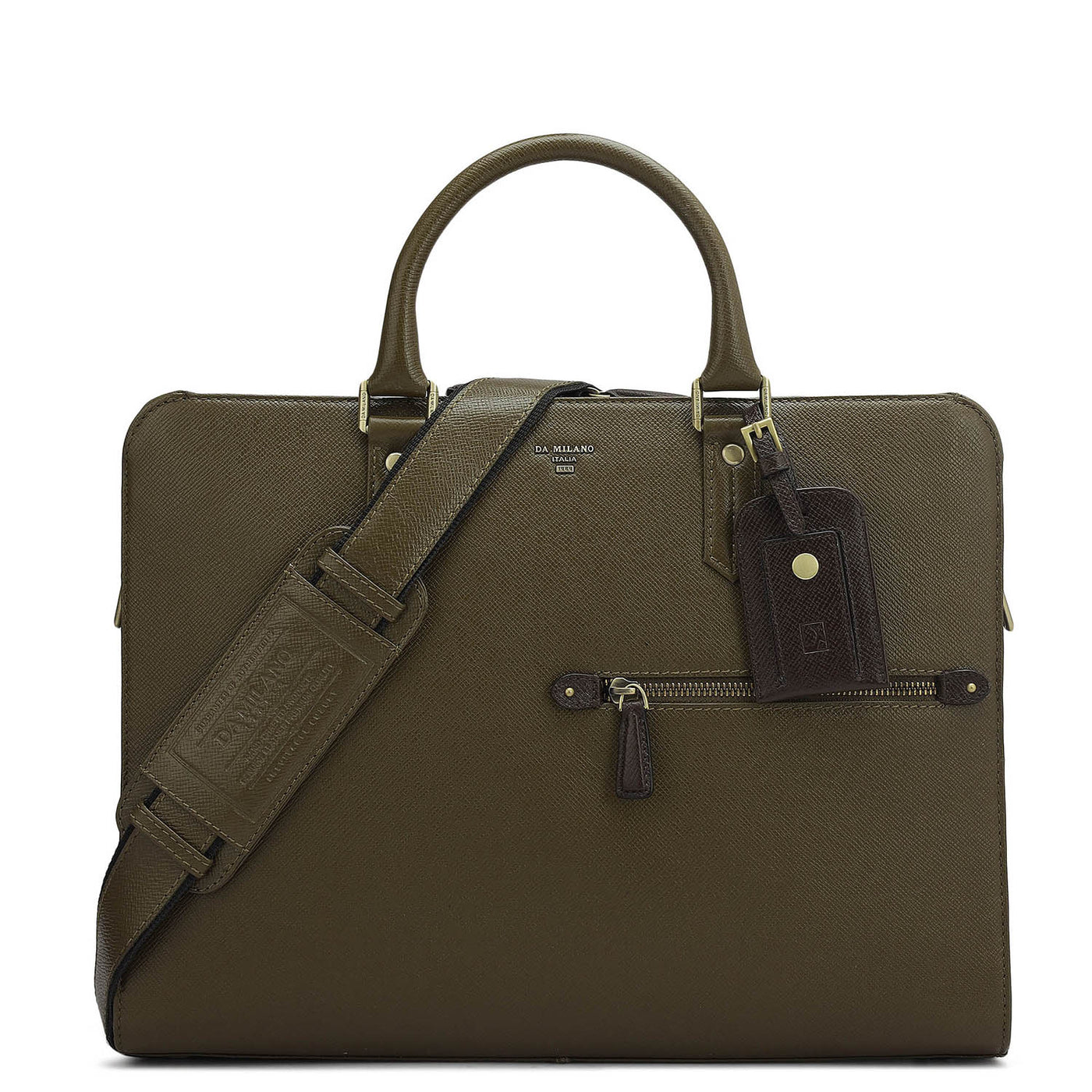 Franzy Leather Laptop Bag - Military Green