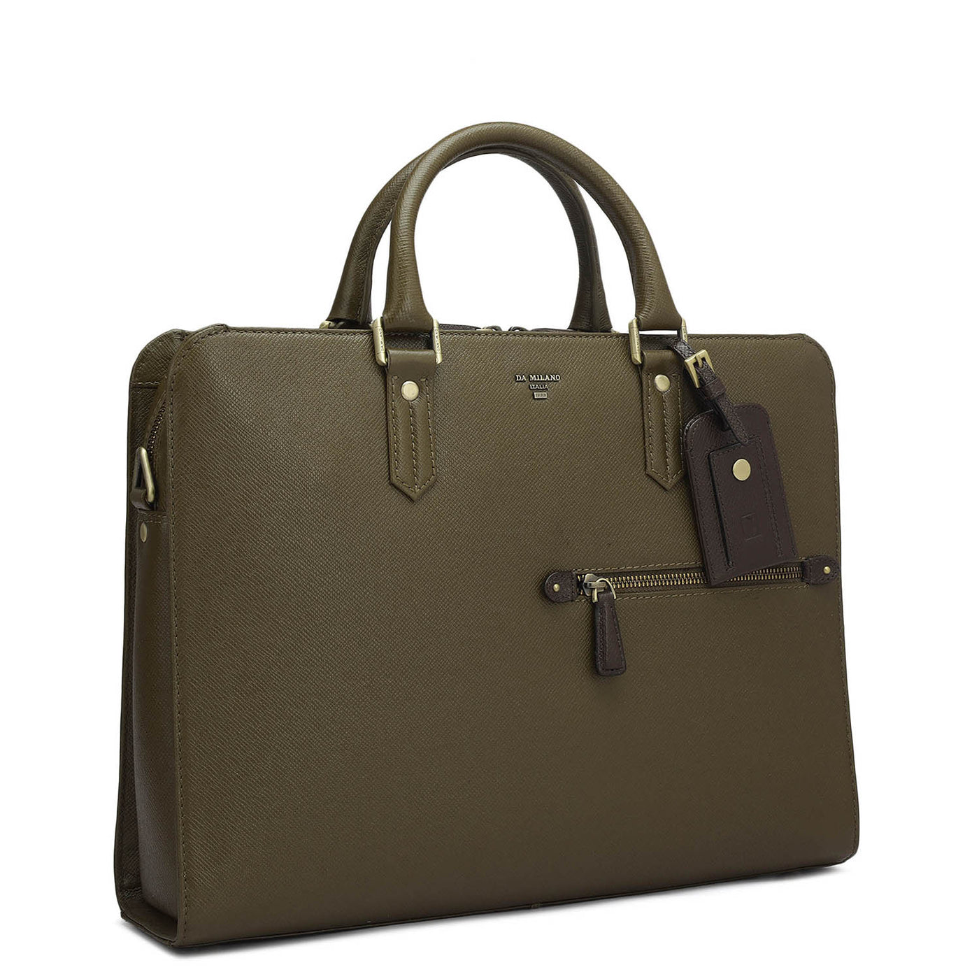 Franzy Leather Laptop Bag - Military Green