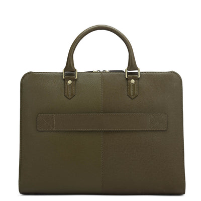 Franzy Leather Laptop Bag - Military Green