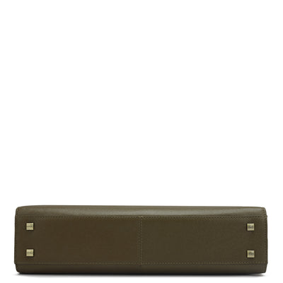 Franzy Leather Laptop Bag - Military Green