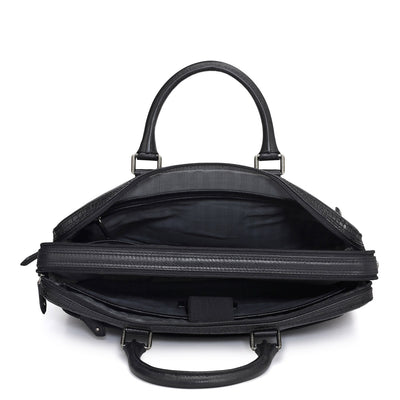 Croco Leather Laptop Bag - Black