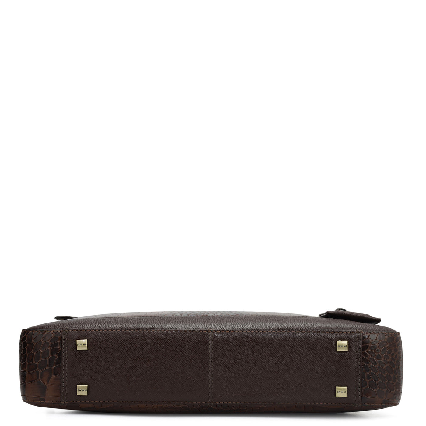 Croco Leather Laptop Bag - Brown