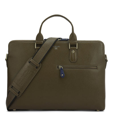 Franzy Leather Laptop Bag - Military Green