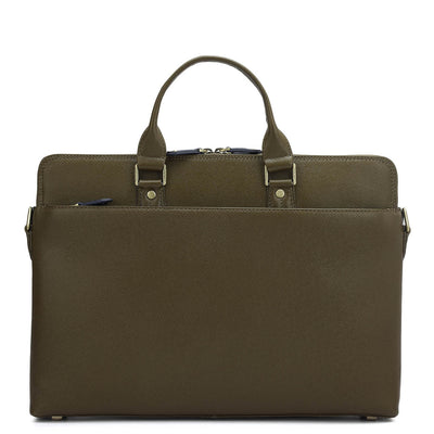 Franzy Leather Laptop Bag - Military Green