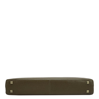 Franzy Leather Laptop Bag - Military Green