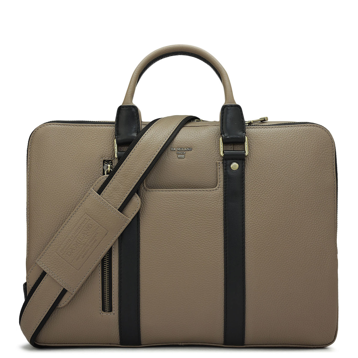 Wax Leather Laptop Bag - Greyish Taupe