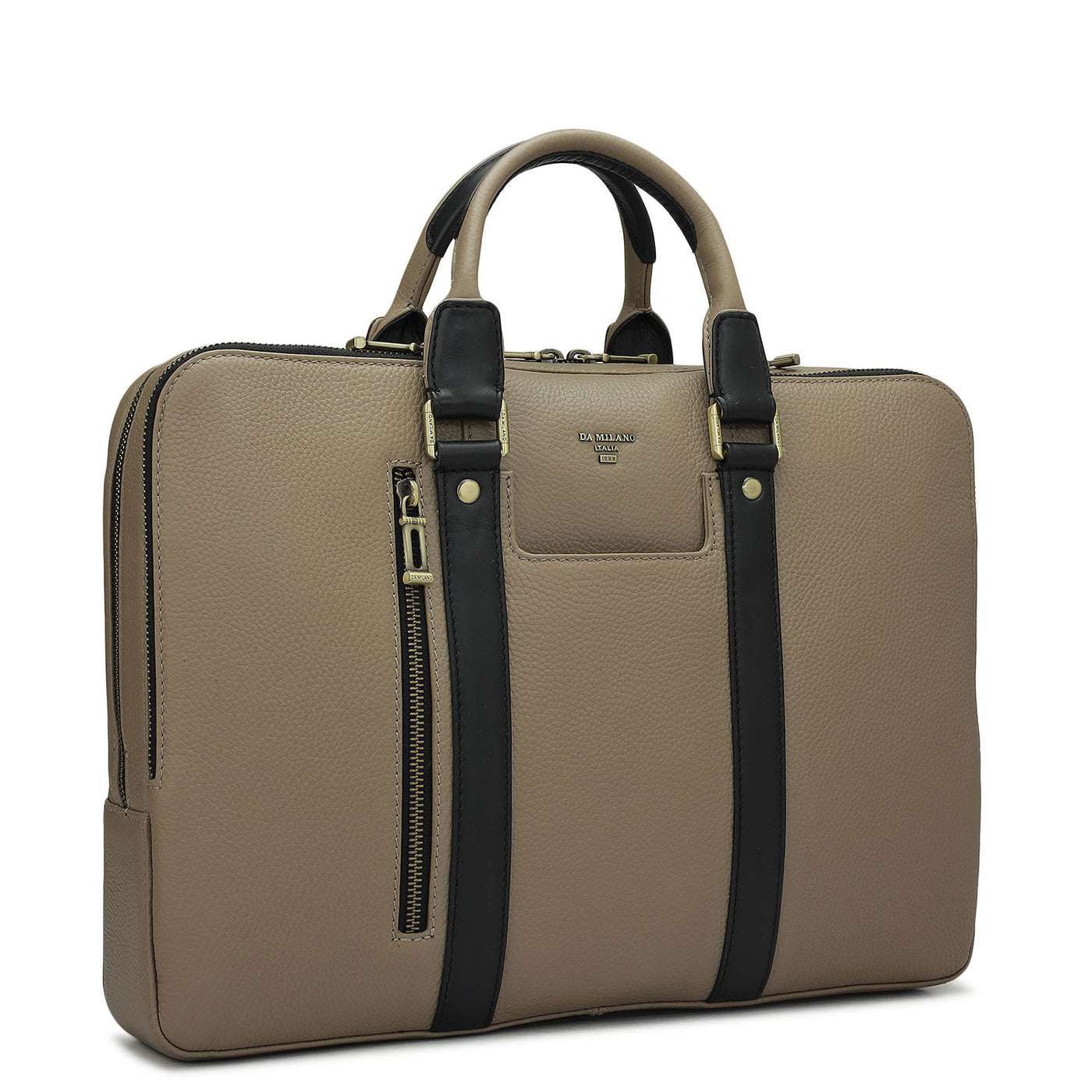 Wax Leather Laptop Bag - Greyish Taupe