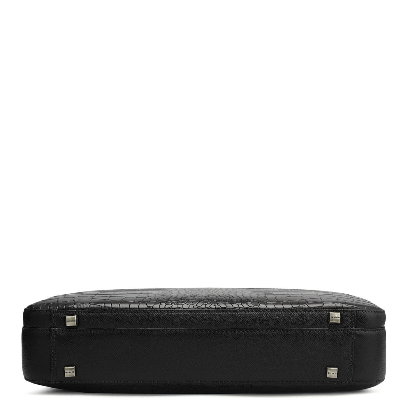 Croco Leather Laptop Bag - Black