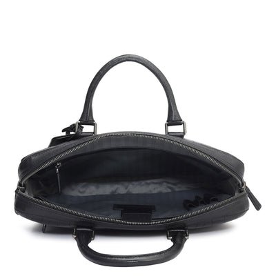 Croco Leather Laptop Bag - Black