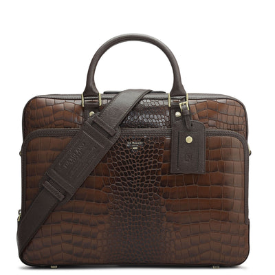 Croco Leather Laptop Bag - Date