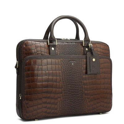 Croco Leather Laptop Bag - Date