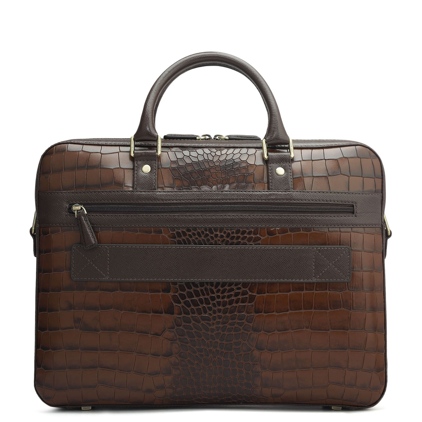 Croco Leather Laptop Bag - Date