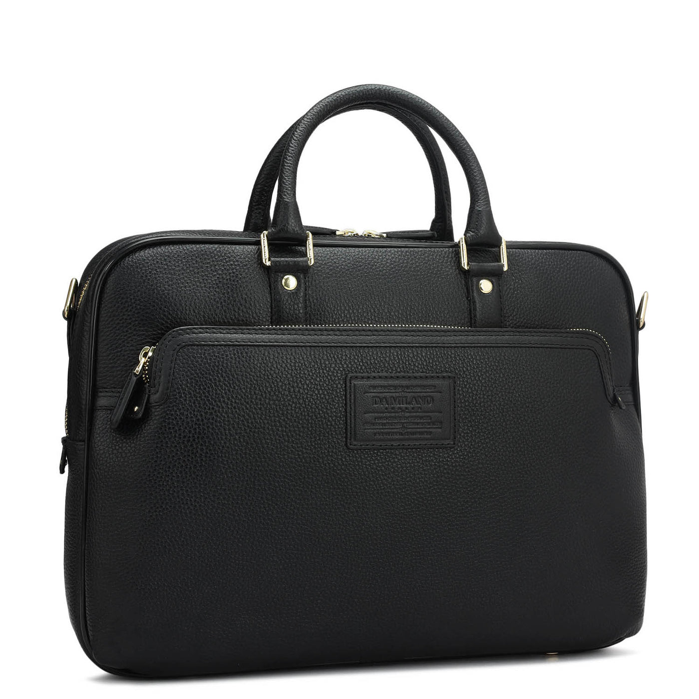 Wax Leather Laptop Bag - Black