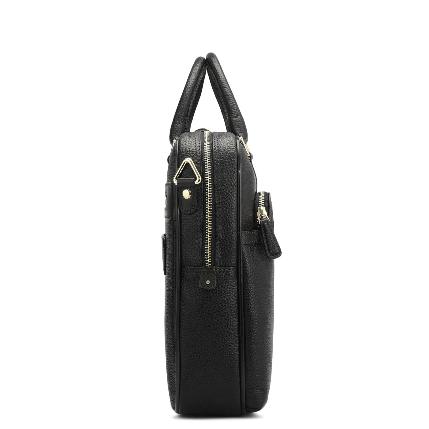 Wax Leather Laptop Bag - Black