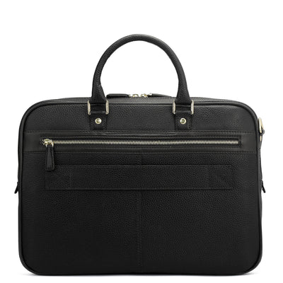 Wax Leather Laptop Bag - Black