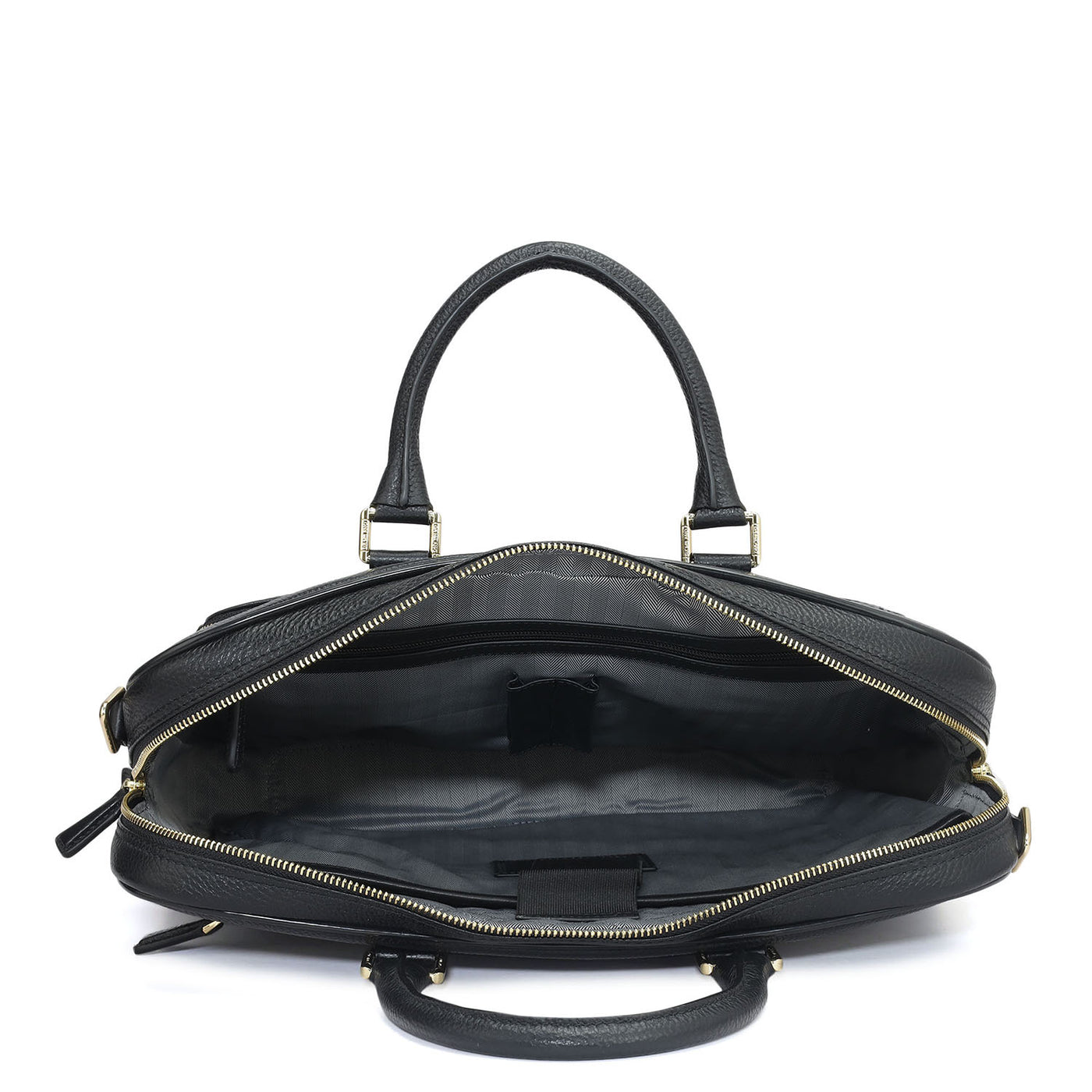 Wax Leather Laptop Bag - Black