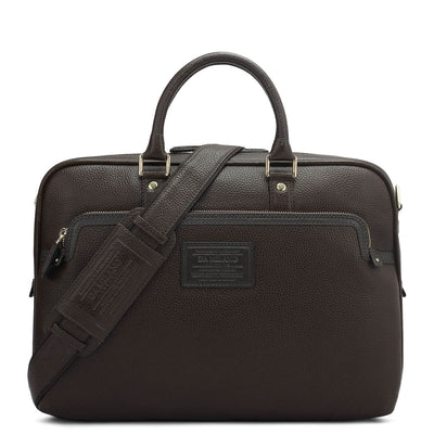 Wax Leather Laptop Bag - Chocolate