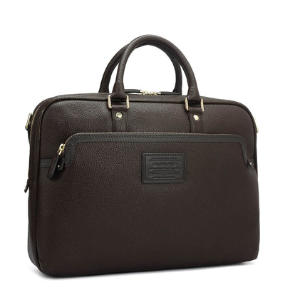 Wax Leather Laptop Bag - Chocolate