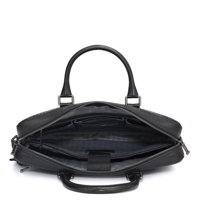 Croco Leather Laptop Bag - Black