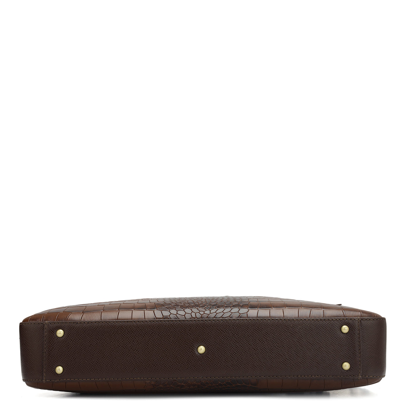 Croco Leather Laptop Bag - Brown