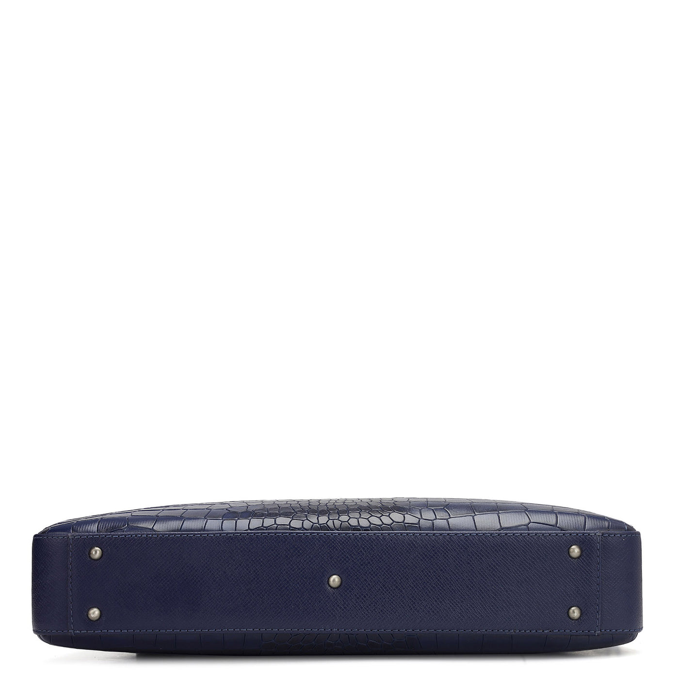 Croco Leather Laptop Bag - Ink Blue