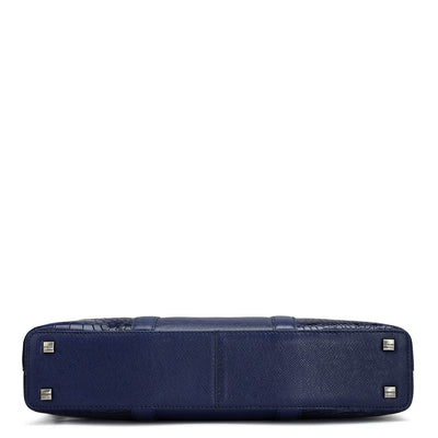 Croco Franzy Leather Laptop Bag - Ink Blue