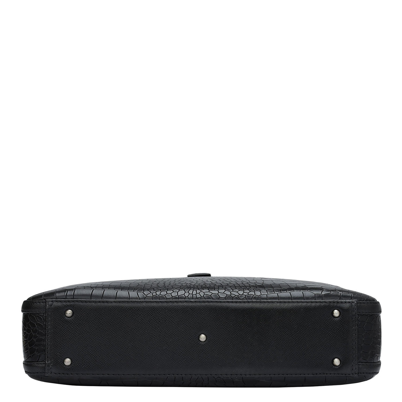 Croco Leather Laptop Bag - Black