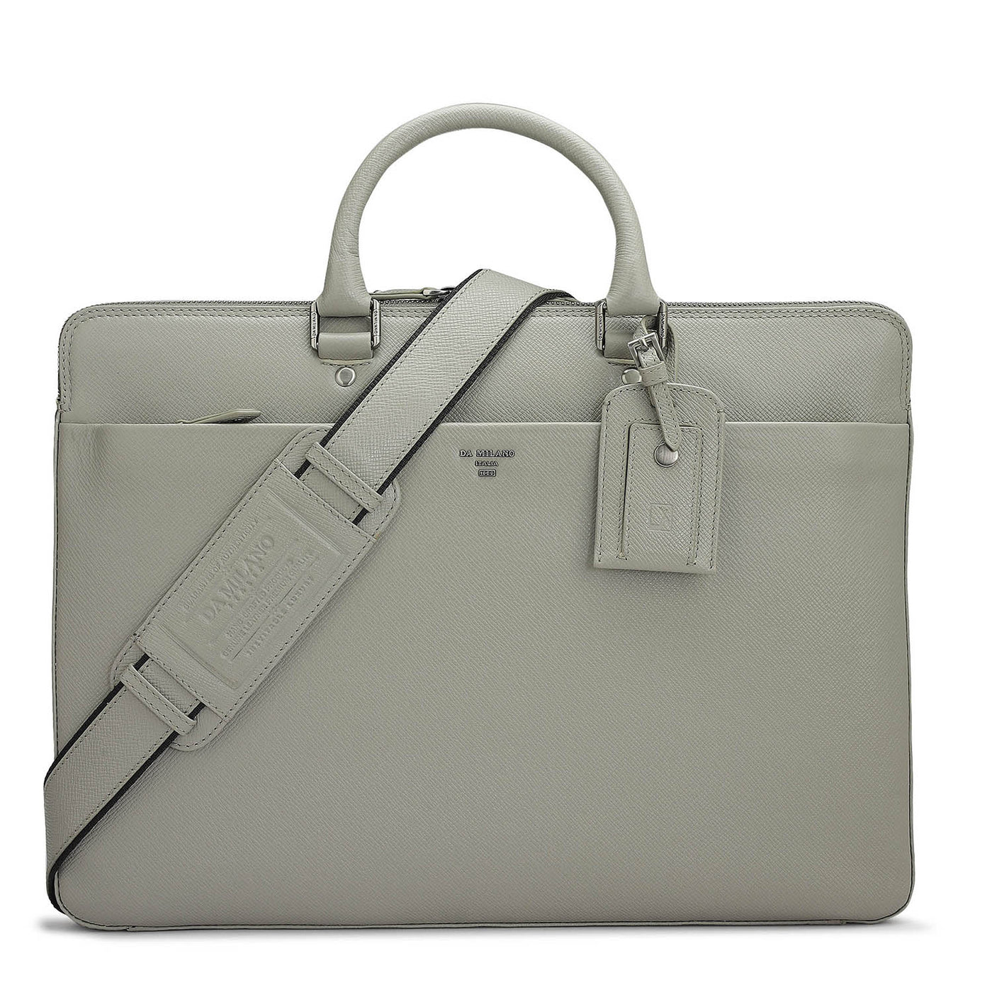 Franzy Leather Laptop Bag - Stone Grey