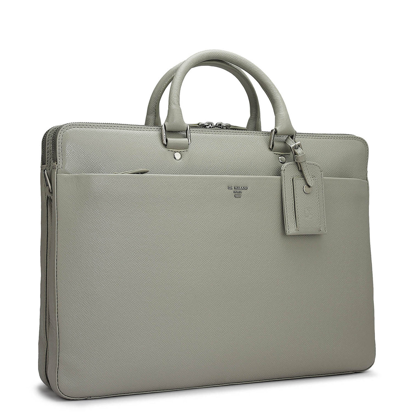 Franzy Leather Laptop Bag - Stone Grey