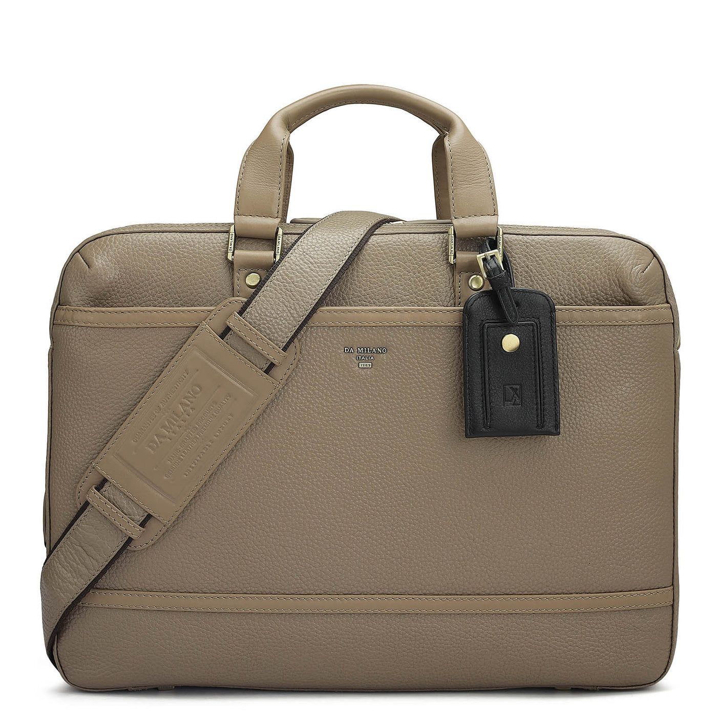 Wax Leather Laptop Bag - Greyish Taupe