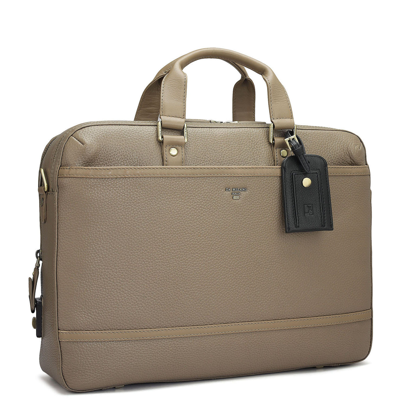 Wax Leather Laptop Bag - Greyish Taupe