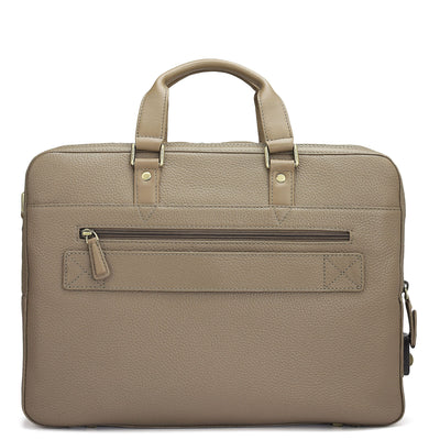 Wax Leather Laptop Bag - Greyish Taupe