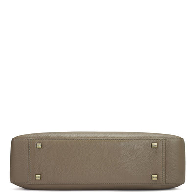 Wax Leather Laptop Bag - Greyish Taupe