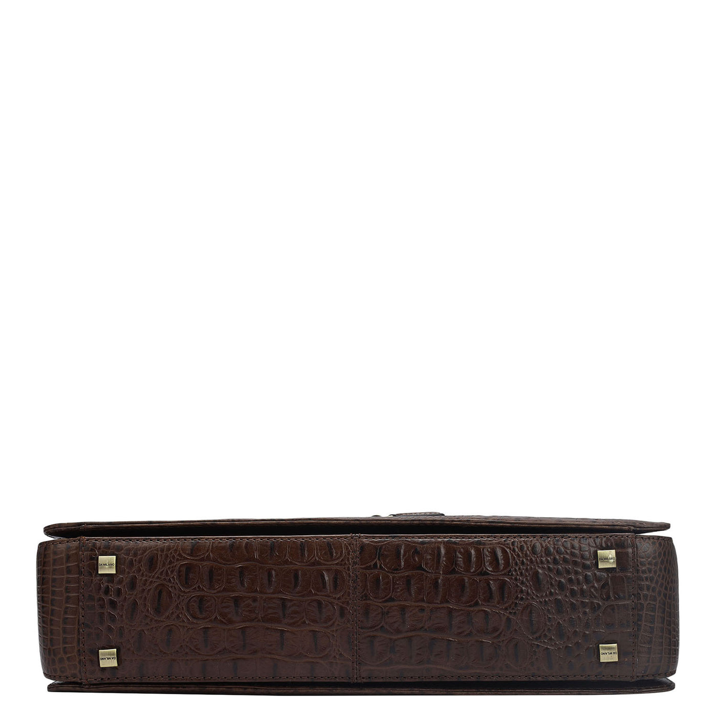 Croco Leather Laptop Bag - Brown