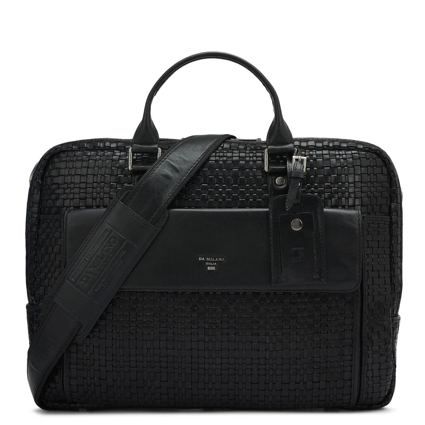 Mat Leather Laptop Bag - Black