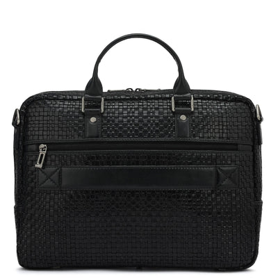 Mat Leather Laptop Bag - Black