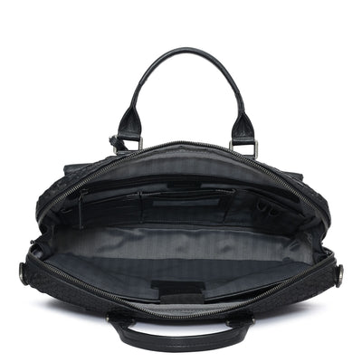 Mat Leather Laptop Bag - Black