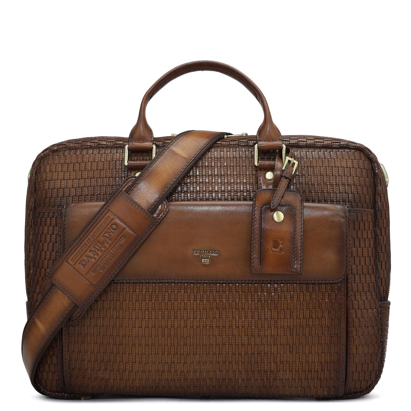 Mat Leather Laptop Bag - Cognac