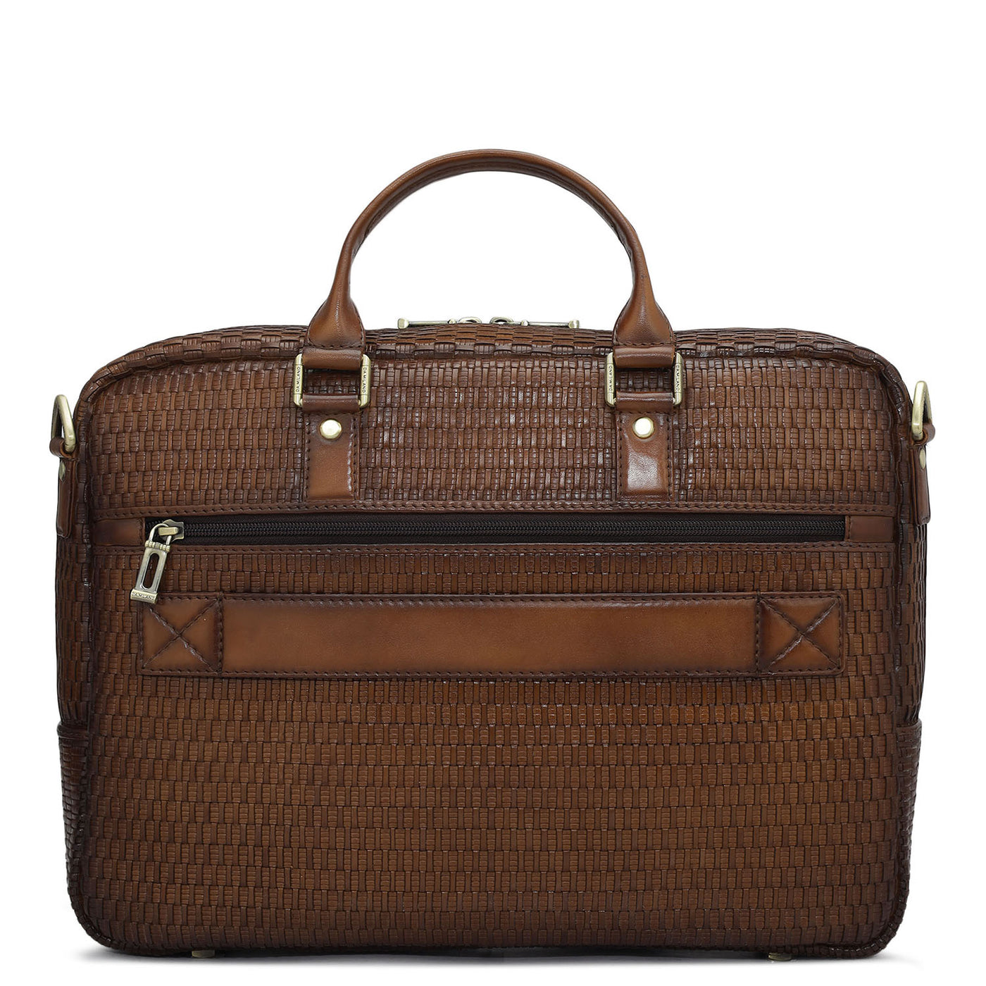 Mat Leather Laptop Bag - Cognac