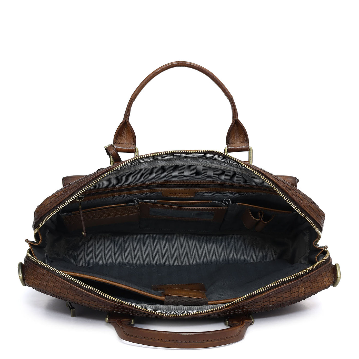 Mat Leather Laptop Bag - Cognac