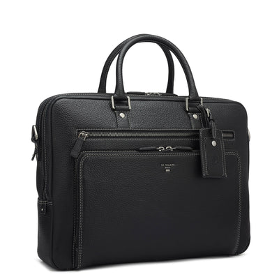 Wax Leather Laptop Bag - Black