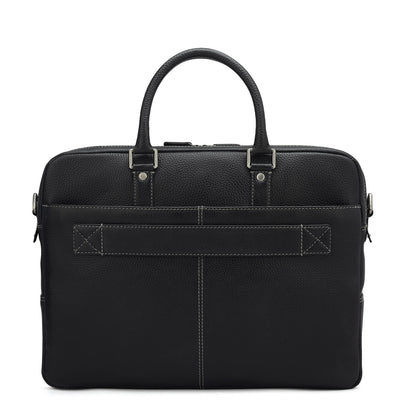 Wax Leather Laptop Bag - Black