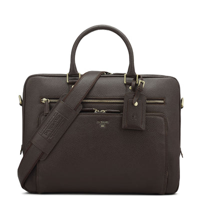 Wax Leather Laptop Bag - Chocolate