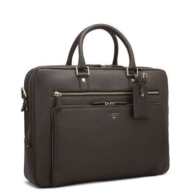 Wax Leather Laptop Bag - Chocolate