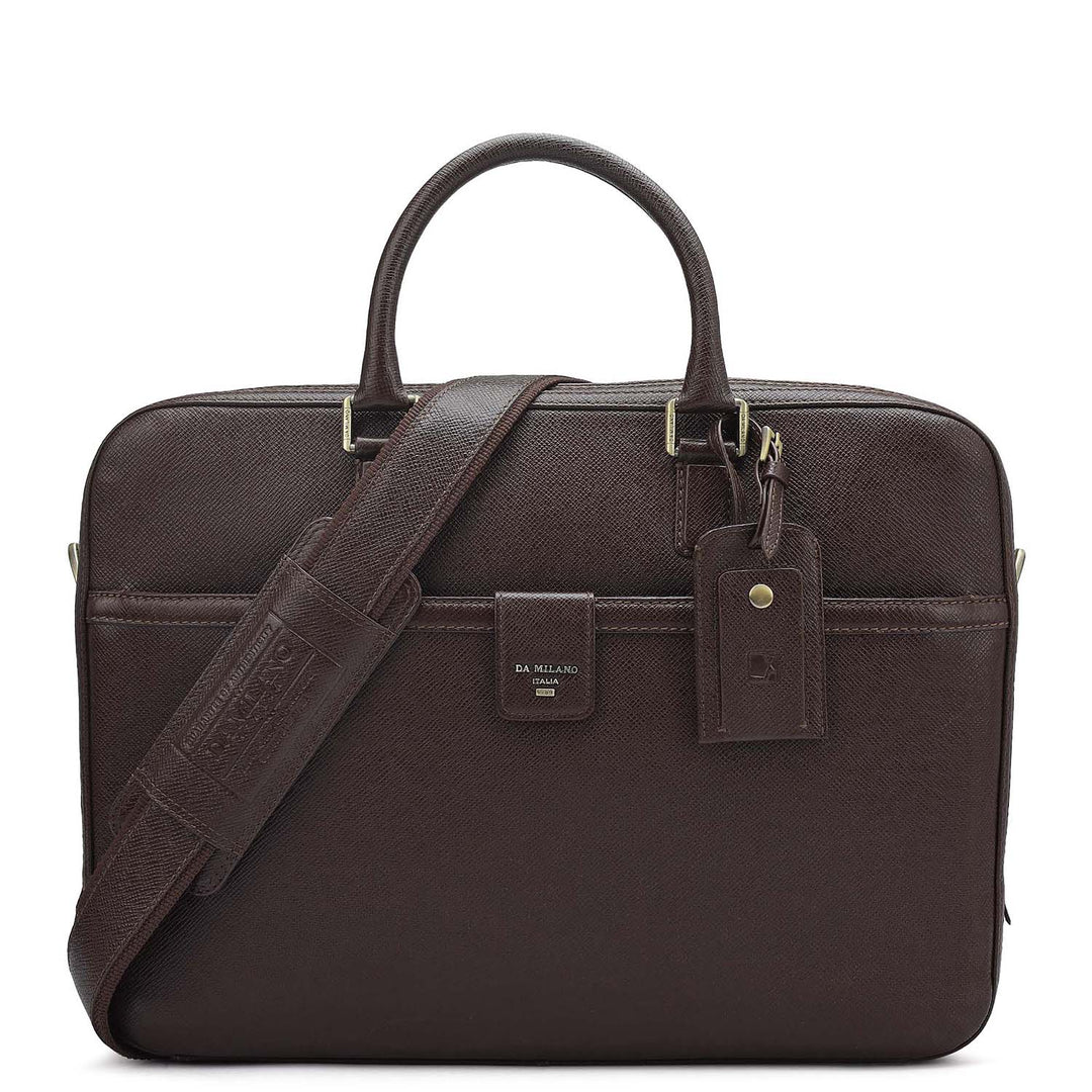 Franzy Leather Laptop Bag Chocolate Da Milano